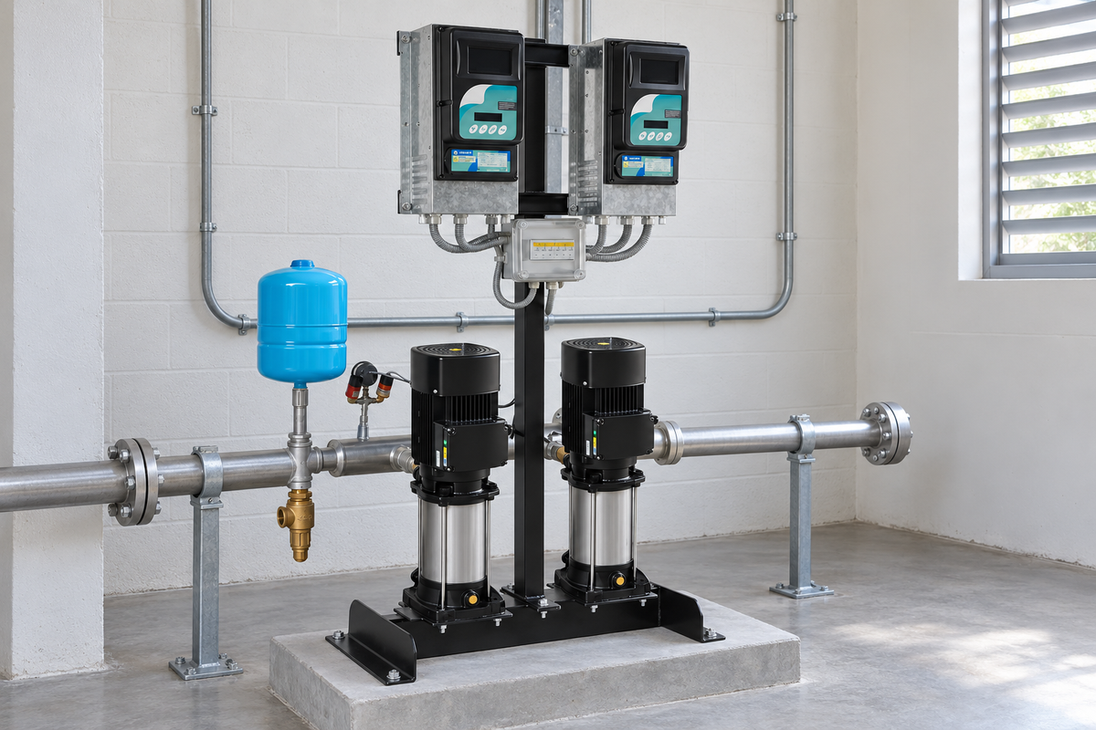 Ejemplo ilustrativo de instalación de la familia Dúplex con bombas JOB y R-DRIVE HIDROCONTROL
