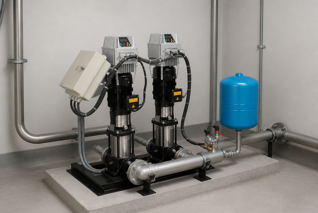 Ejemplo ilustrativo de instalación de la familia Dúplex con bombas TX y F-DRIVE HIDROCONTROL