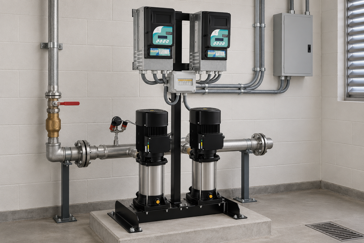 Ejemplo ilustrativo de instalación de la familia Dúplex con bombas JOB y R-DRIVE HIDROCONTROL