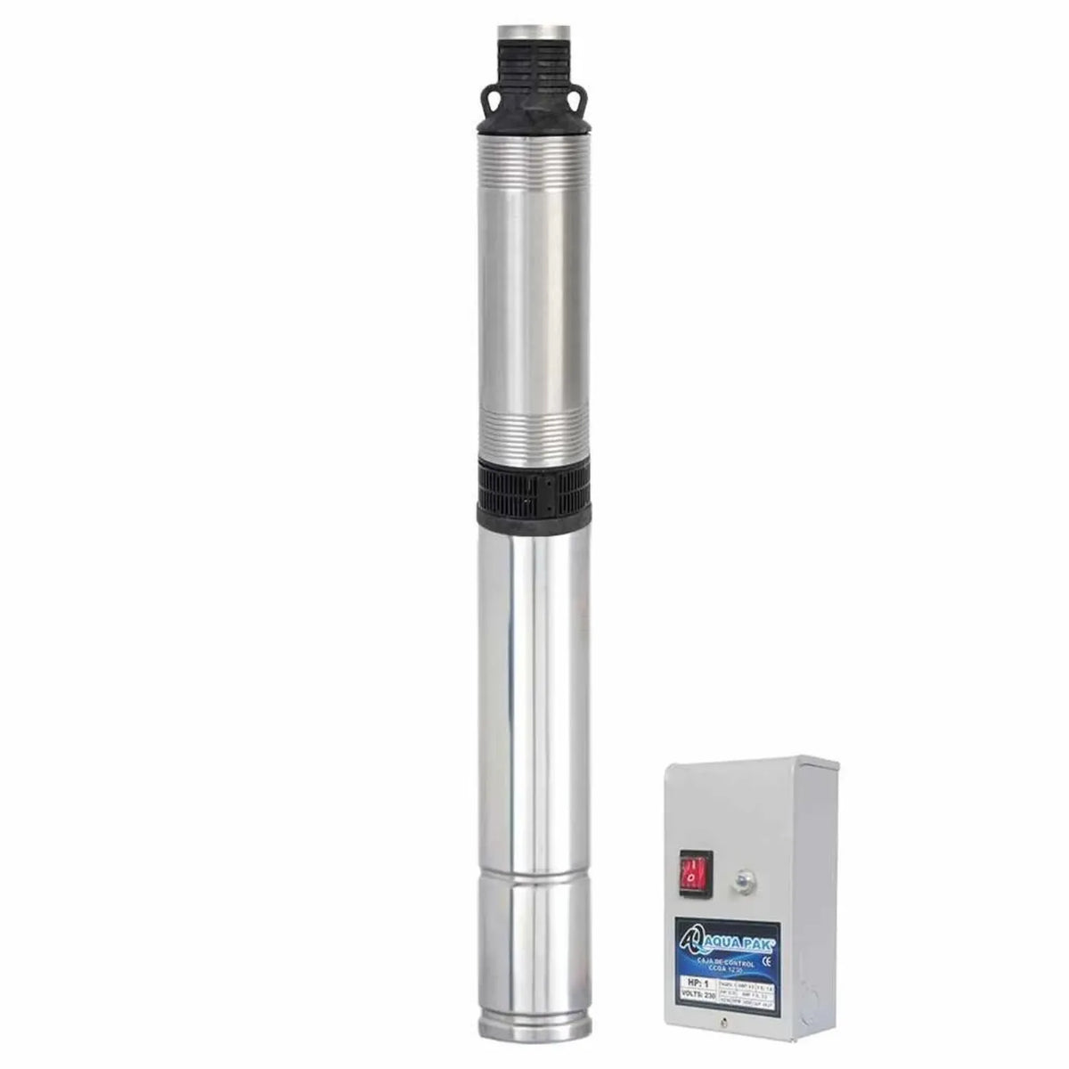 Fotografía de referencia — Motobomba sumergible para pozo profundo AQUA PAK · Serie Motobombas MAX P