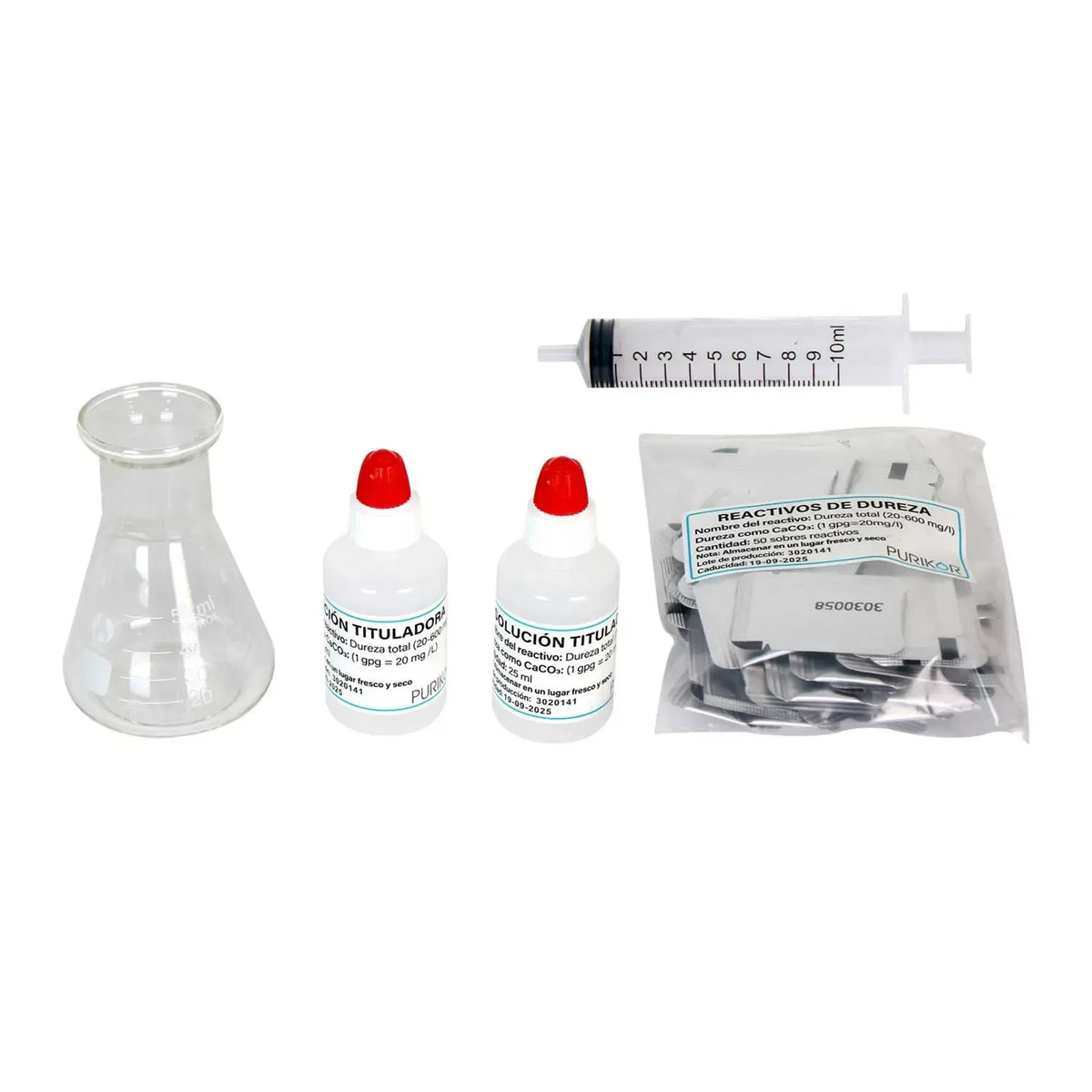 Fotografía oficial PURIKOR: kit medidor de dureza. Vista del producto.