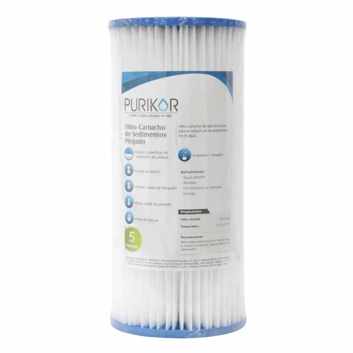 Fotografía oficial PURIKOR: filtro de cartucho plegable (pl). Vista del producto.