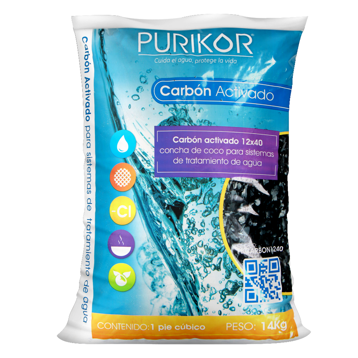 Fotografía oficial PURIKOR: medios filtrantes para tratamiento de agua. Vista del producto.