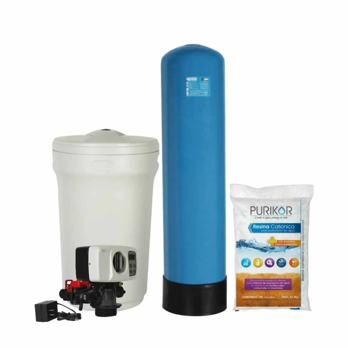 Fotografía oficial PURIKOR: kits suavizadores no ensamblados. Vista del producto.