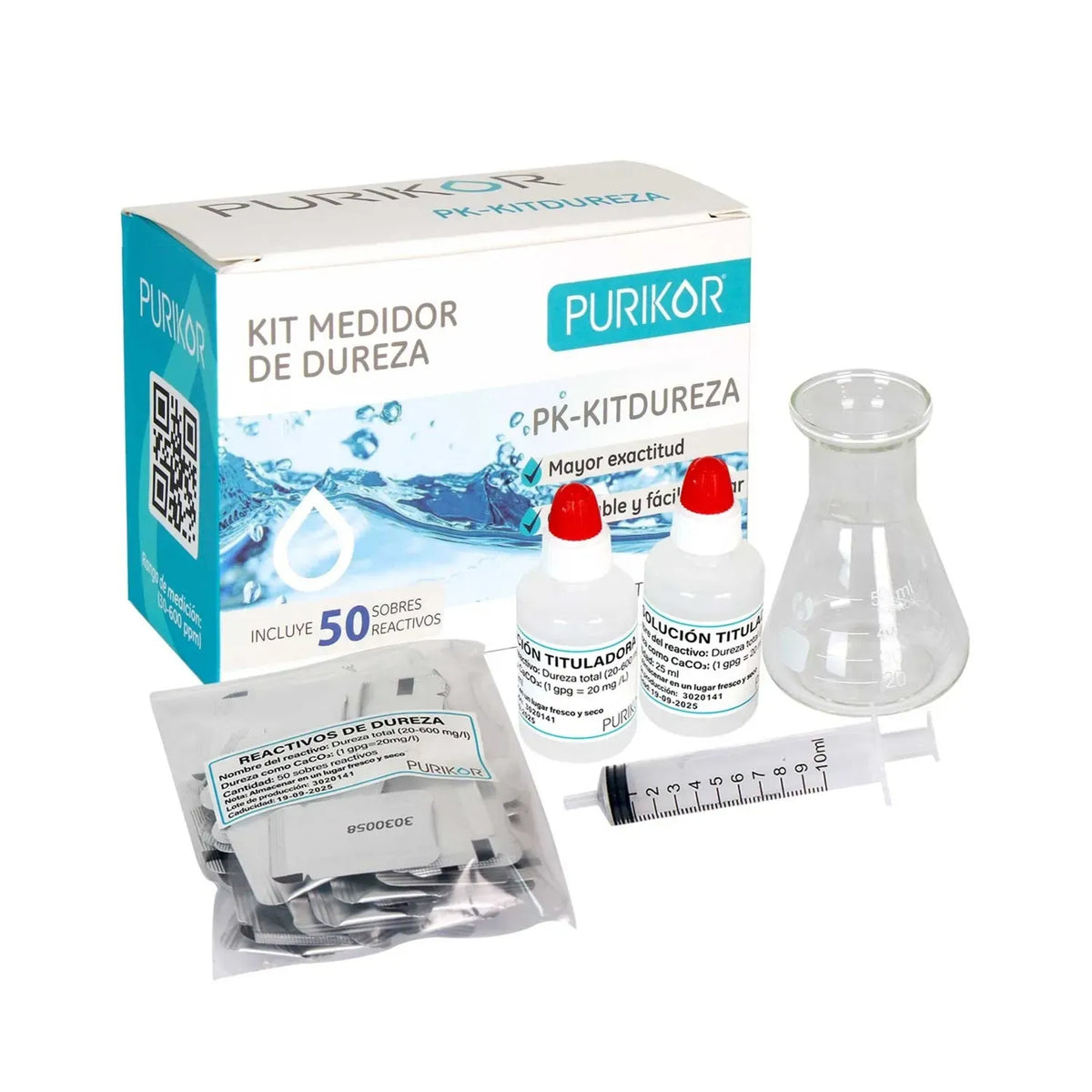 Fotografía oficial PURIKOR: kit medidor de dureza. Vista del producto.