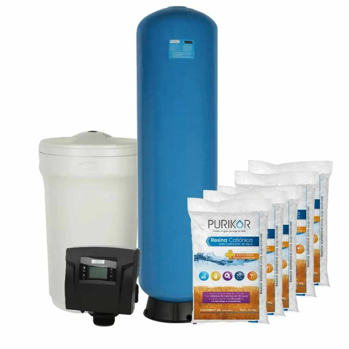Fotografía oficial PURIKOR: kits suavizadores no ensamblados. Vista del producto.