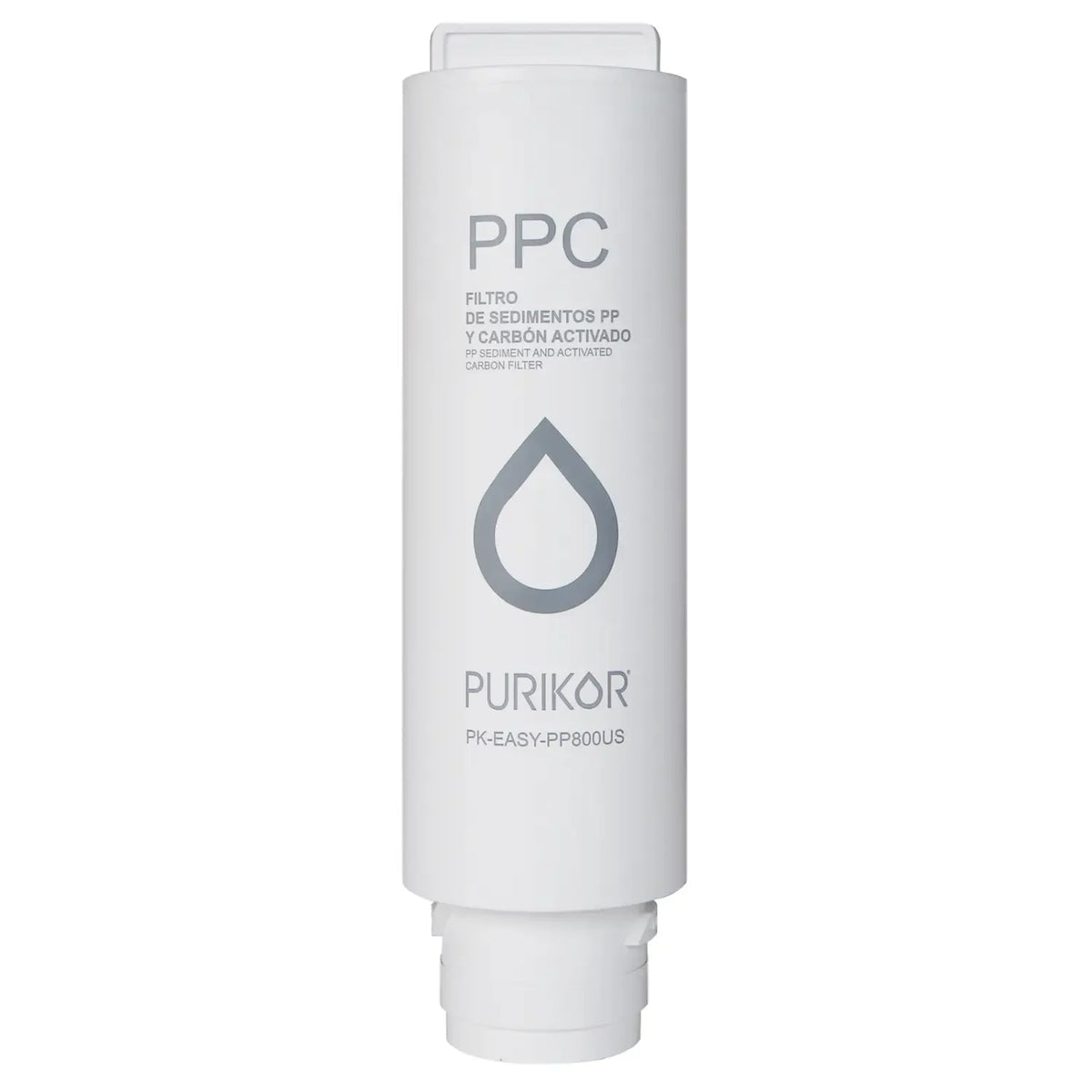 Fotografía oficial PURIKOR: filtro de sedimentos, carbón activado. Vista del producto.