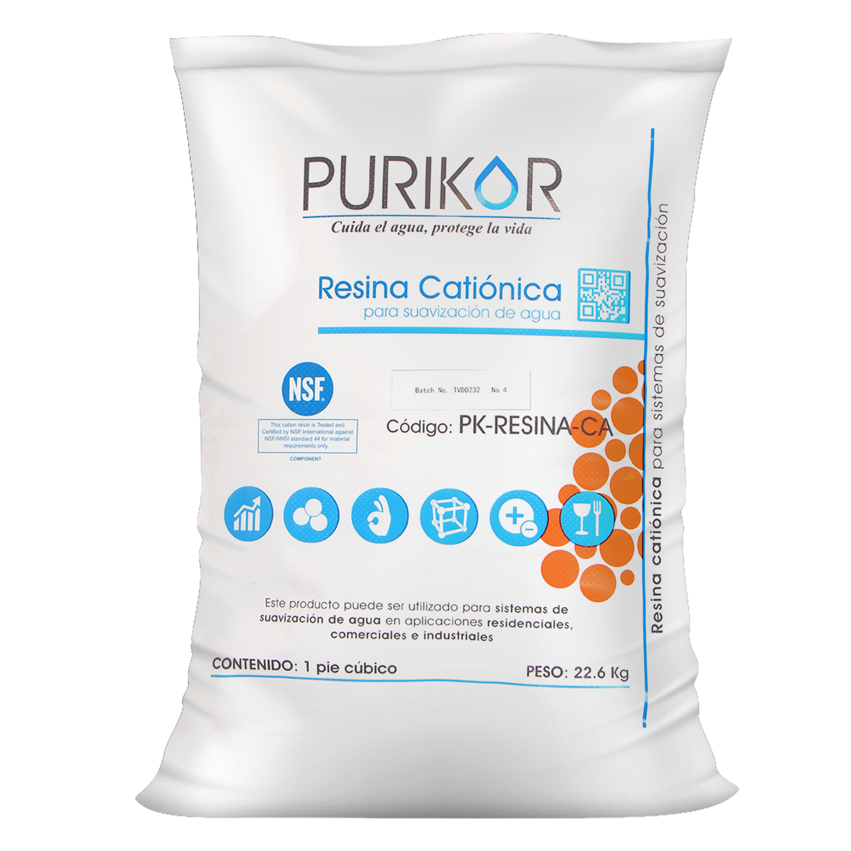 Fotografía oficial PURIKOR: resina para suavizador. Vista del producto.